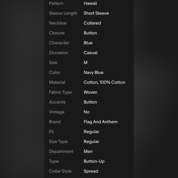 Flag & Anthem Mens Hawaii Shirt Button Up Adult Medium Navy Blue Lightweight NWT - Picture 13 of 13